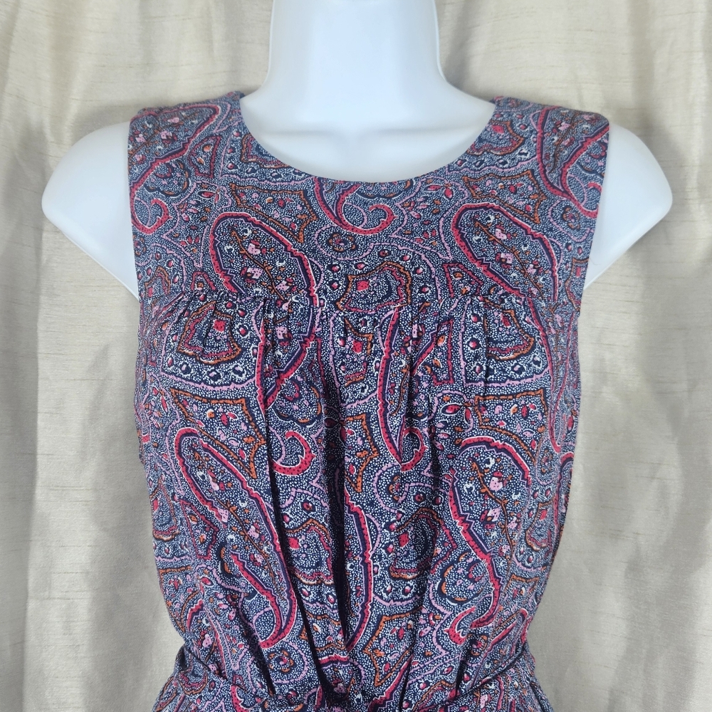 NWOT Gap red purple floral shirred swing dress Womens Medium - Picture 9 of 11